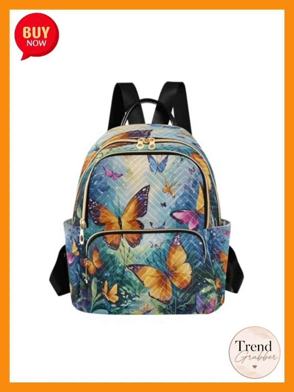 Butterfly Print Polyester Backpack Purse Women Travel Daypack Laptop Casual